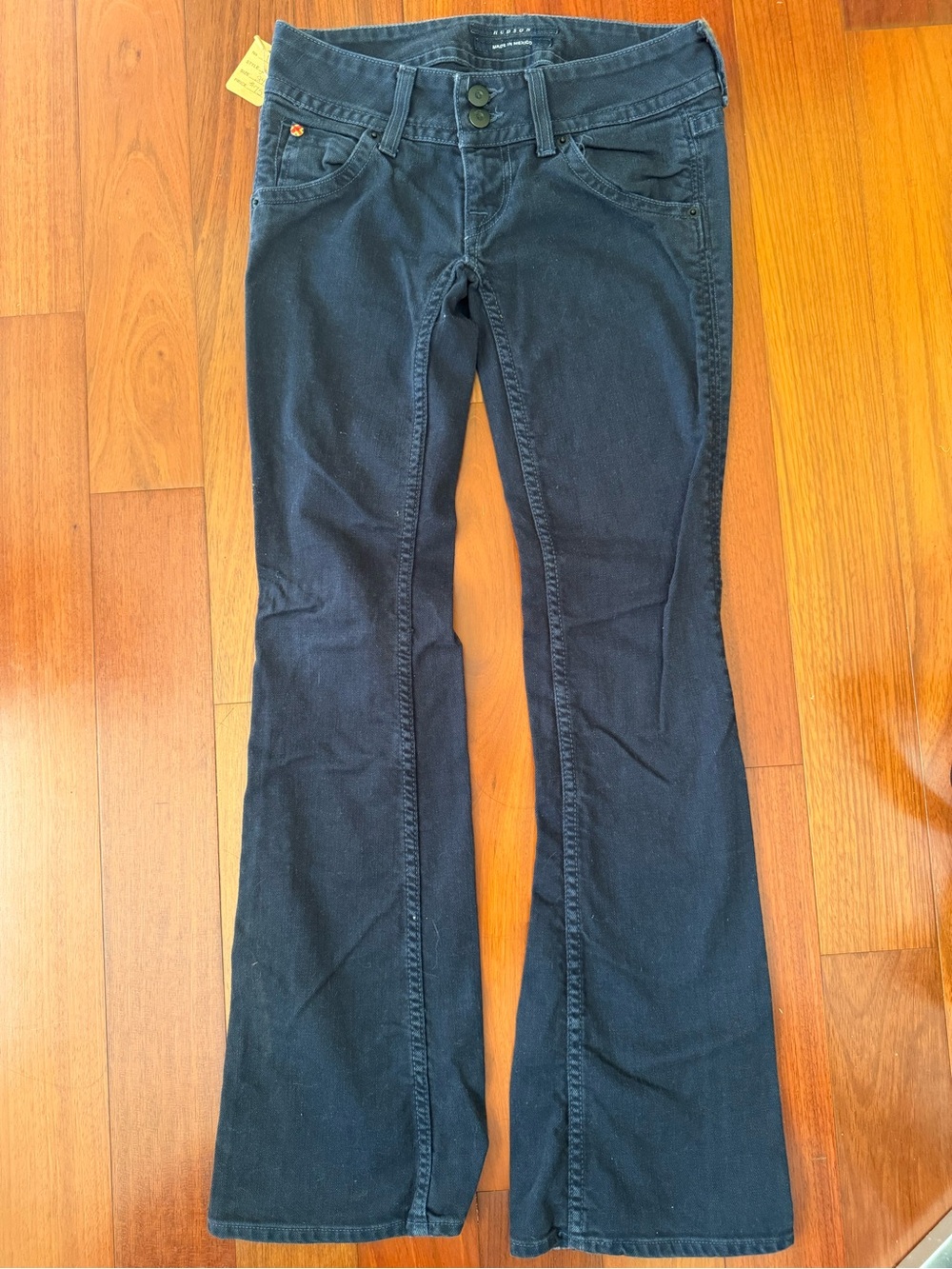 Hudson Jeans Navy Signature Pocket Boot-Cut Mid Rise Jeans